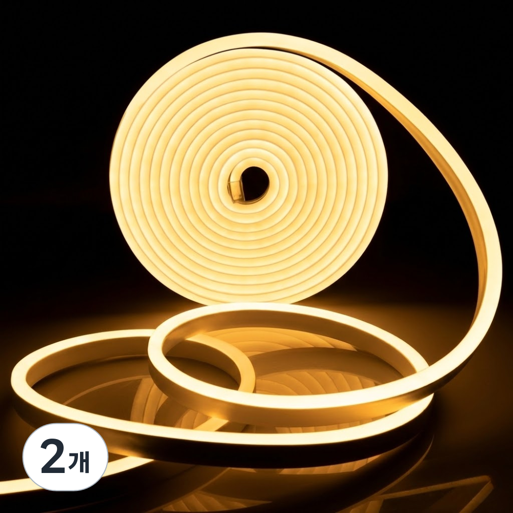 원그리드 12V 네온플렉스 LED 스트립 5m 줄조명 네온사인 면발광, 2개, 전구색 31,880원