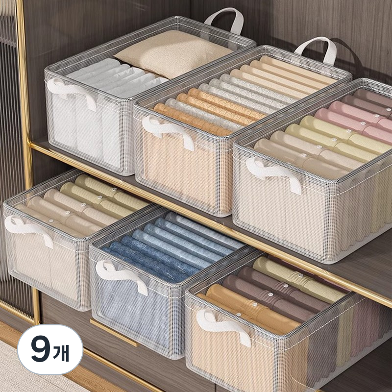 레디박스 관리편한 투명 접이식 옷 정리함 리빙박스, 9개, 투명색 40,200원