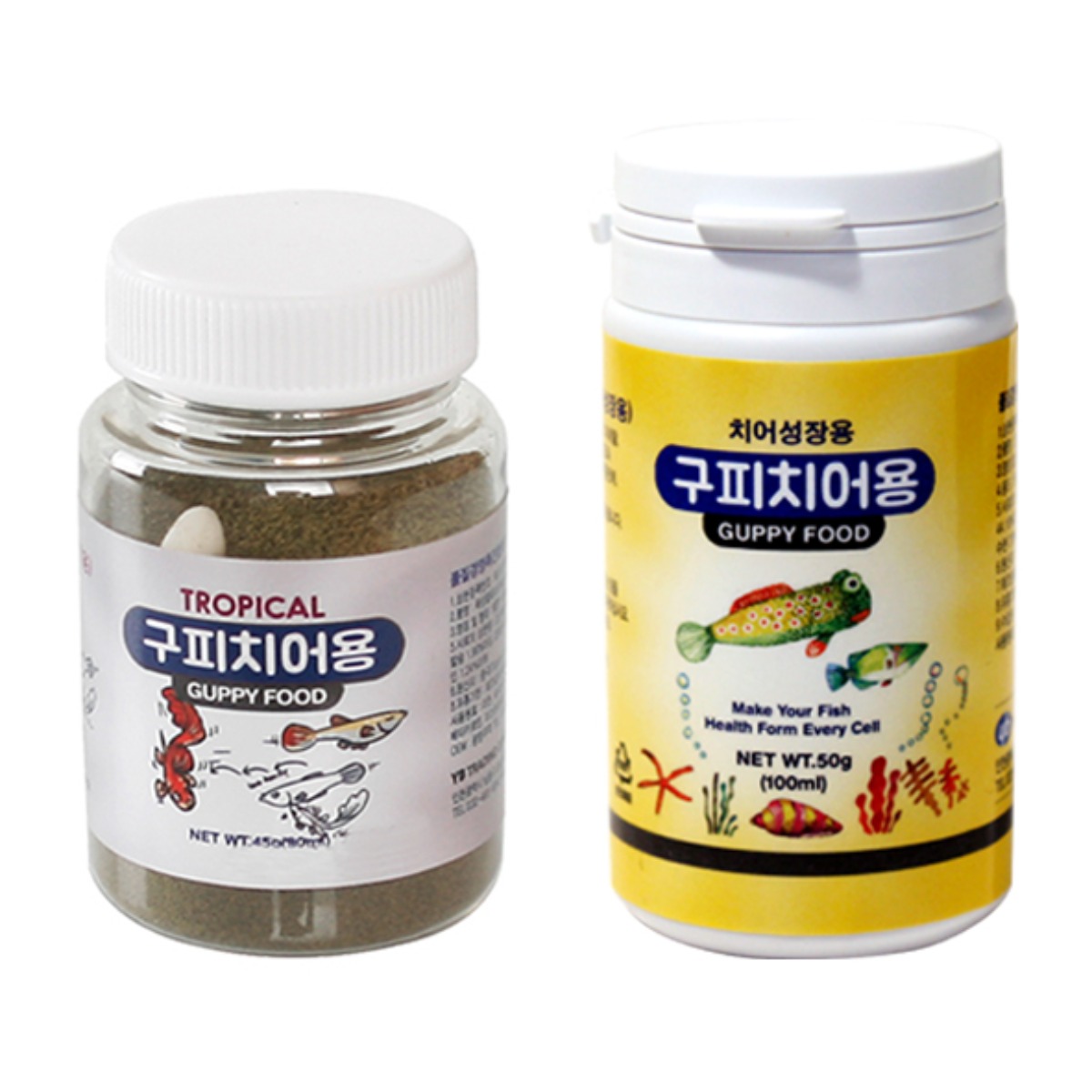 YB 구피치어용90ml/45g+치어성장용100ml/50g 각1개 8,900원