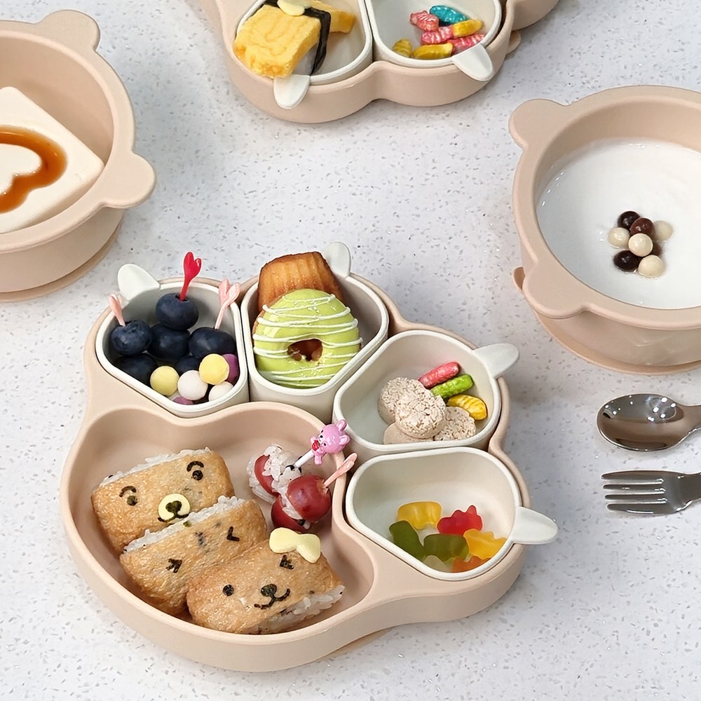 허밍베베 실리콘 이유식 얌얌 야옹이 플레이트 유아 흡착 식판, 1개, 베이지 19,800원