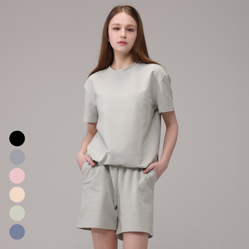 에버라스트 여성 맨투맨 반팔 셋업 운동복 세트 32,960원