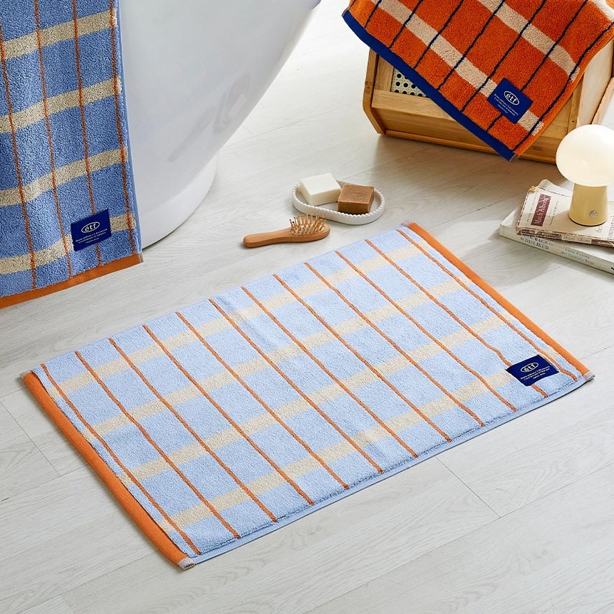 모던하우스 ETF 멀티 체크 타월 발매트, 스카이 17,900원