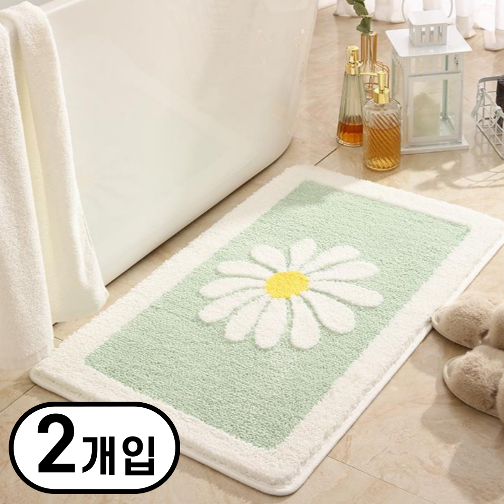 한평한뼘 물기순삭 빨아쓰는 욕실 발매트, 01. 해피 플라워 39,900원