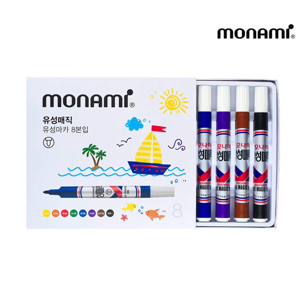 모나미 유성매직 8색 둥근닙 8색유성매직세트 1.5mm, 8색, 1개 4,000원