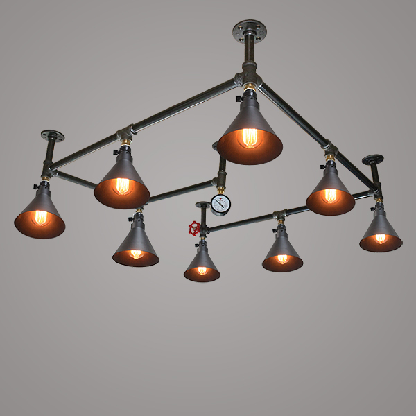 미도라이팅 수도파이프 닉스8등직부 검정 수도파이프조명 빈티지조명 식탁등 주방등 까페조명 매장조명 펜던트조명, 에디슨 막대램프60W 전구색*8 372,200원