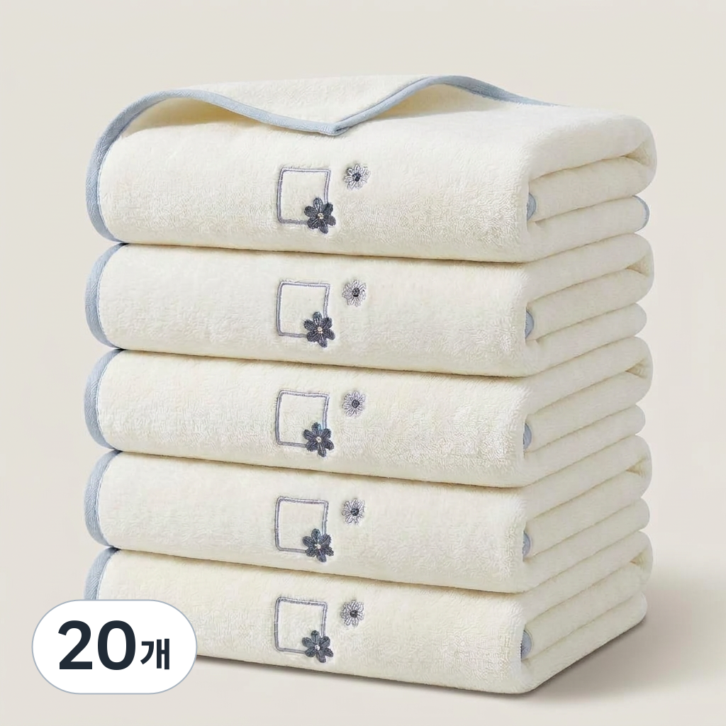 상덕 프리미엄 코마사 호텔수건 세면타월 부드러운 고흡수 보풀없는 타올 5장세트, 아이보리, 20개 123,120원