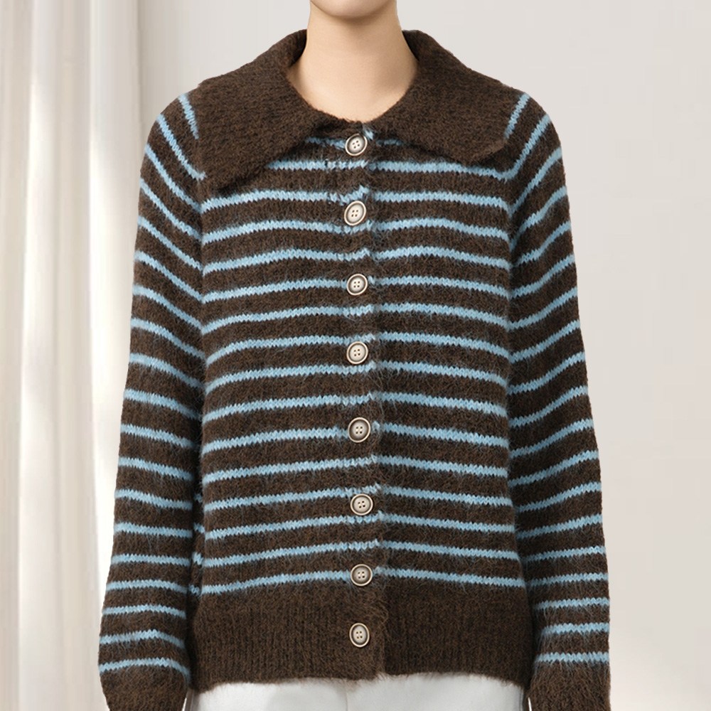 클레이스 데보라 카라 스트라이프 니트 가디건, 현재가 25,330원