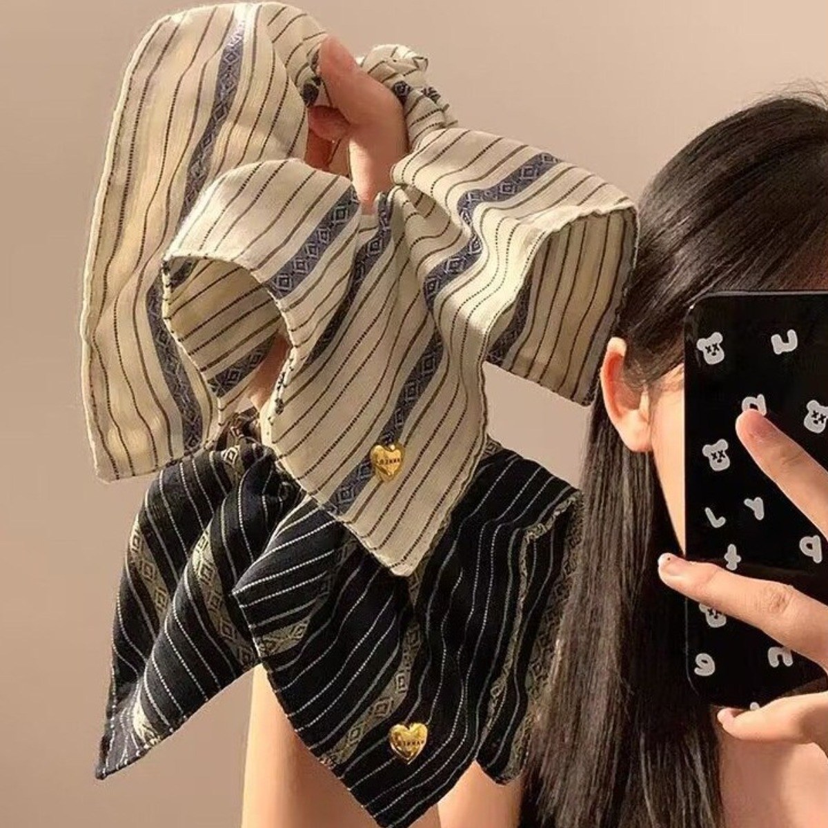 스트라이프 스퀘어 사각 스크런치 헤어곱창끈 2종세트 8,900원