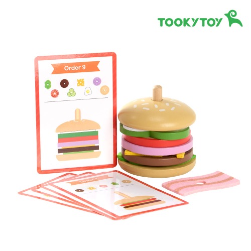 [투키토이] 원목탑쌓기 샌드위치 유아 소근육발달 링쌓기 블럭쌓기 균형 지각능력 인지발달, 1개 18,000원