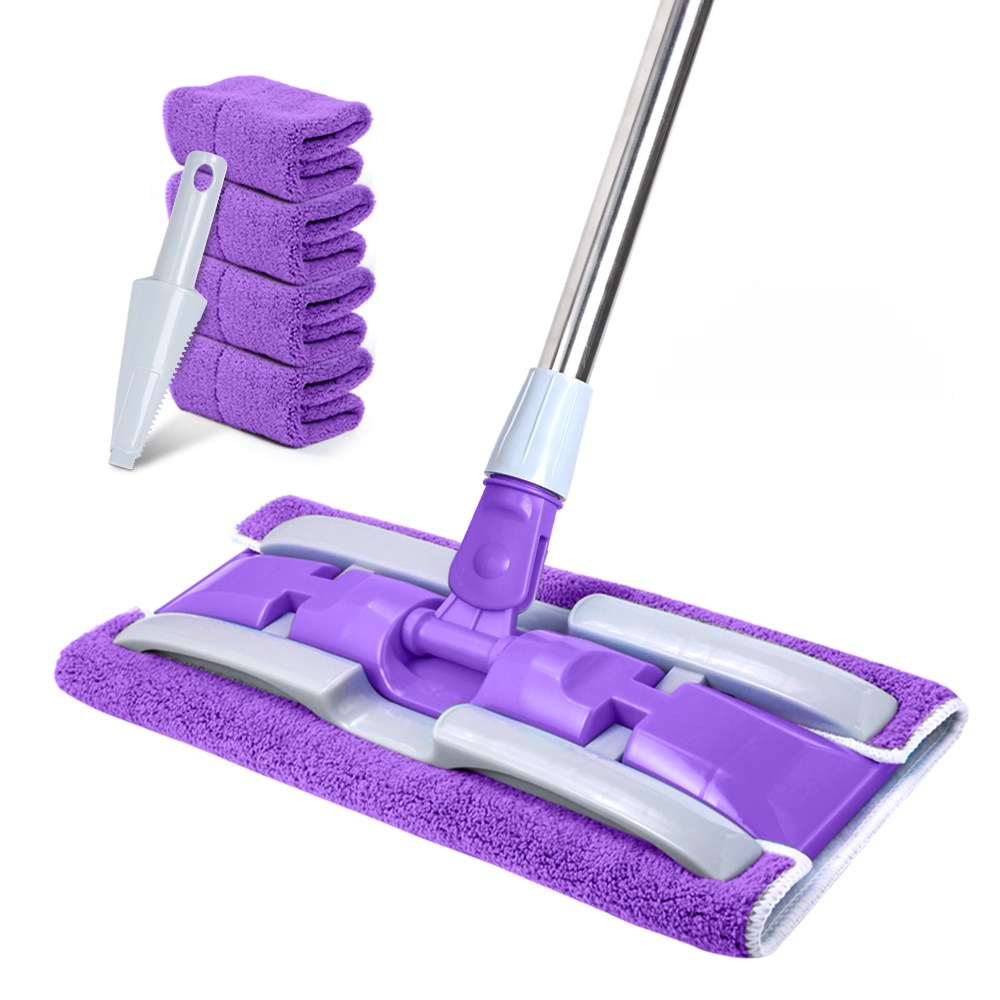 CozyTemp 집게형 밀대걸레 다용도 청소 막대걸레 극세사걸레 4매 밀대 세트 퍼플 17,900원