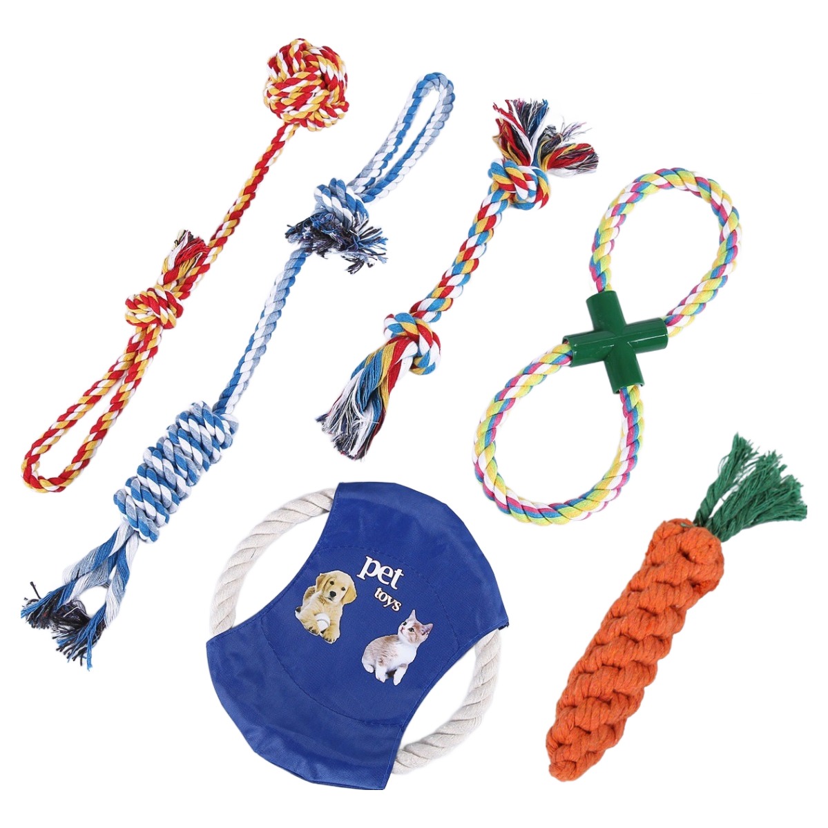 꼬까 강아지 개신나 터그놀이 이갈이 로프 장난감 6종 세트 09 470, 혼합색상, 1세트 10,400원