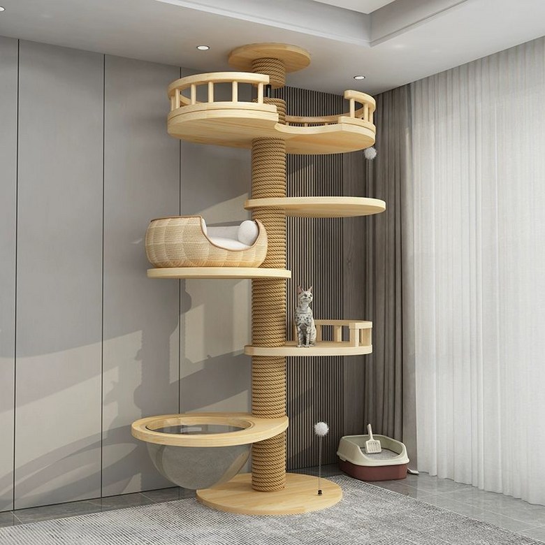 대형 캣타워 원목 고양이 하우스 뚱냥이 운동 다이어트 캣폴 해먹 스크래쳐 놀이터 길이조절 188,700원