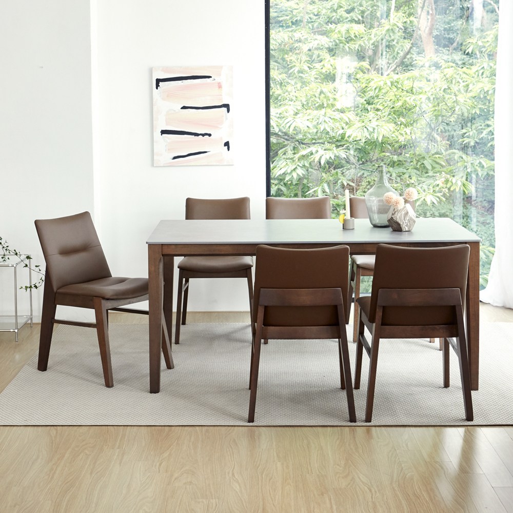 베스트리빙 루마니아 빈츠 포세린 1600 6인용 통 세라믹식탁 테이블세트/의자6개/4colors, 모카브라운/솔리드베이지 559,000원