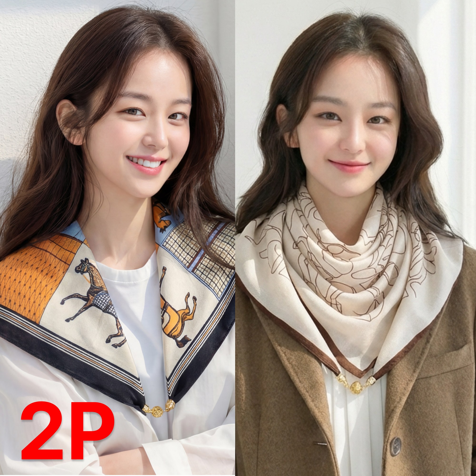 엄마선물 원해아 매듭없이 깔끔한 사계절 자석 쁘띠 스카프 2P 파우치 19,900원