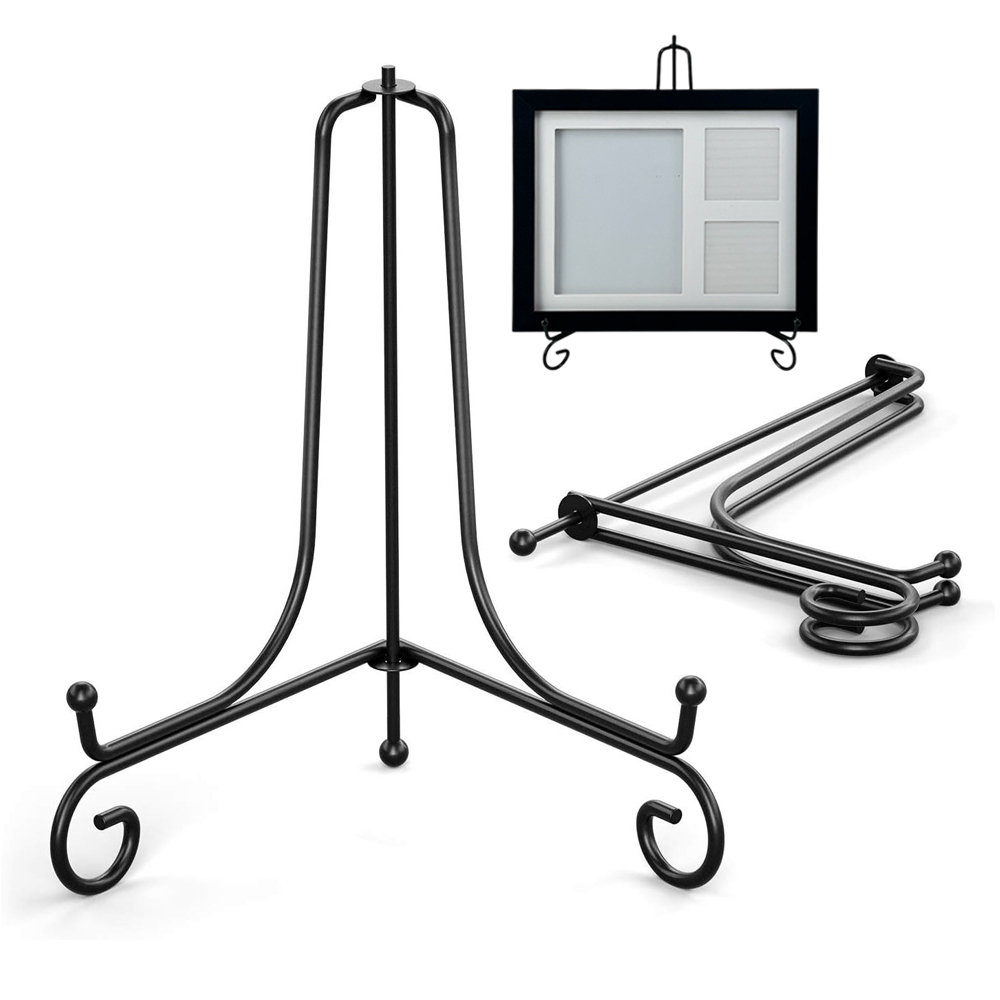 이지유 고급 스탠드 접이식 스텐 액자 받침대 접시 상장 상패 사진 접시 거치대, 1개, 블랙 7,600원