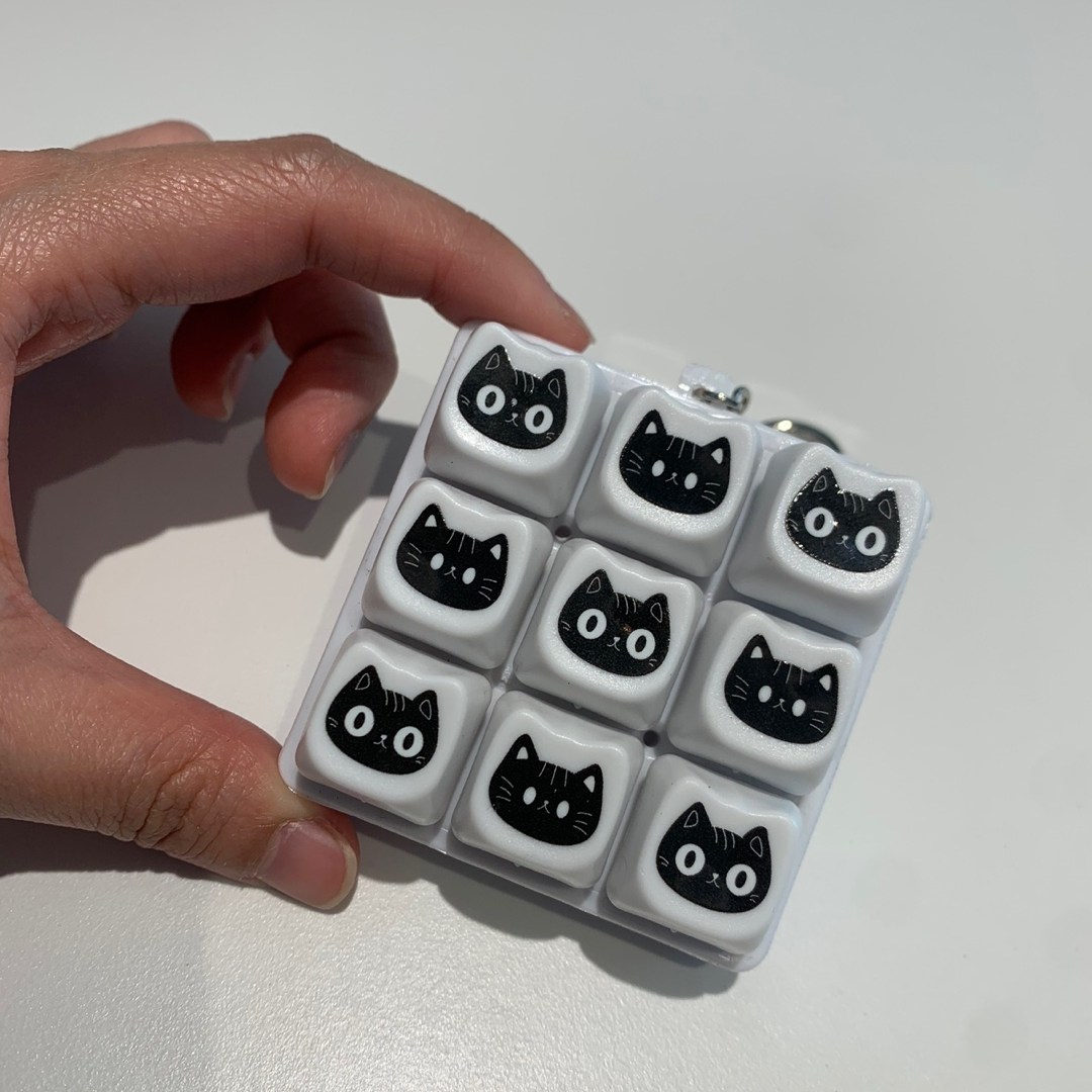 말랑문구 귀여운 고양이 청축 키캡 키보드 키링 딸깍이 9구, 1개, 흰색 9,600원