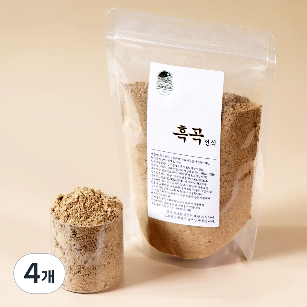 그레인팜 흑곡선식 국산 블랙 3곡 서리태흑미흑임자 72시간 정성 쪄서 볶은 건강선식, 4개, 500g 92,830원