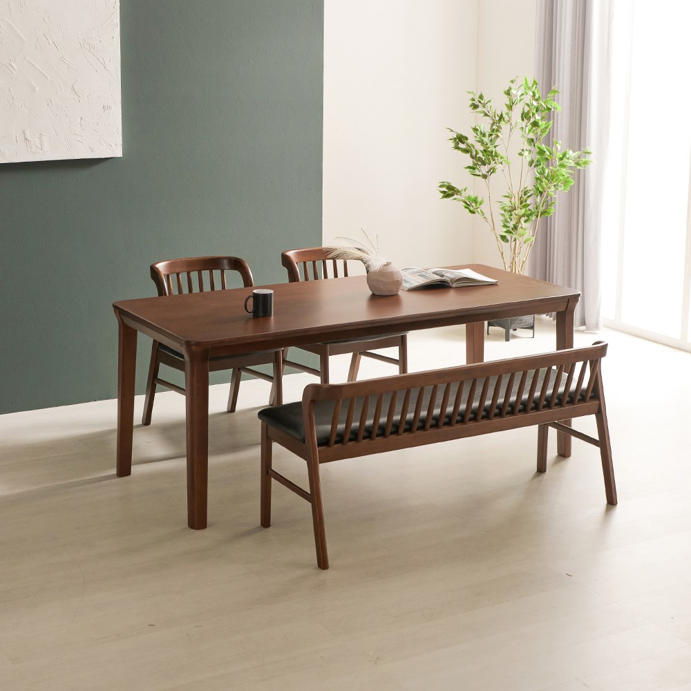 라로퍼니처 허그 1900 고무나무 원목 6인 식탁 세트 477,000원