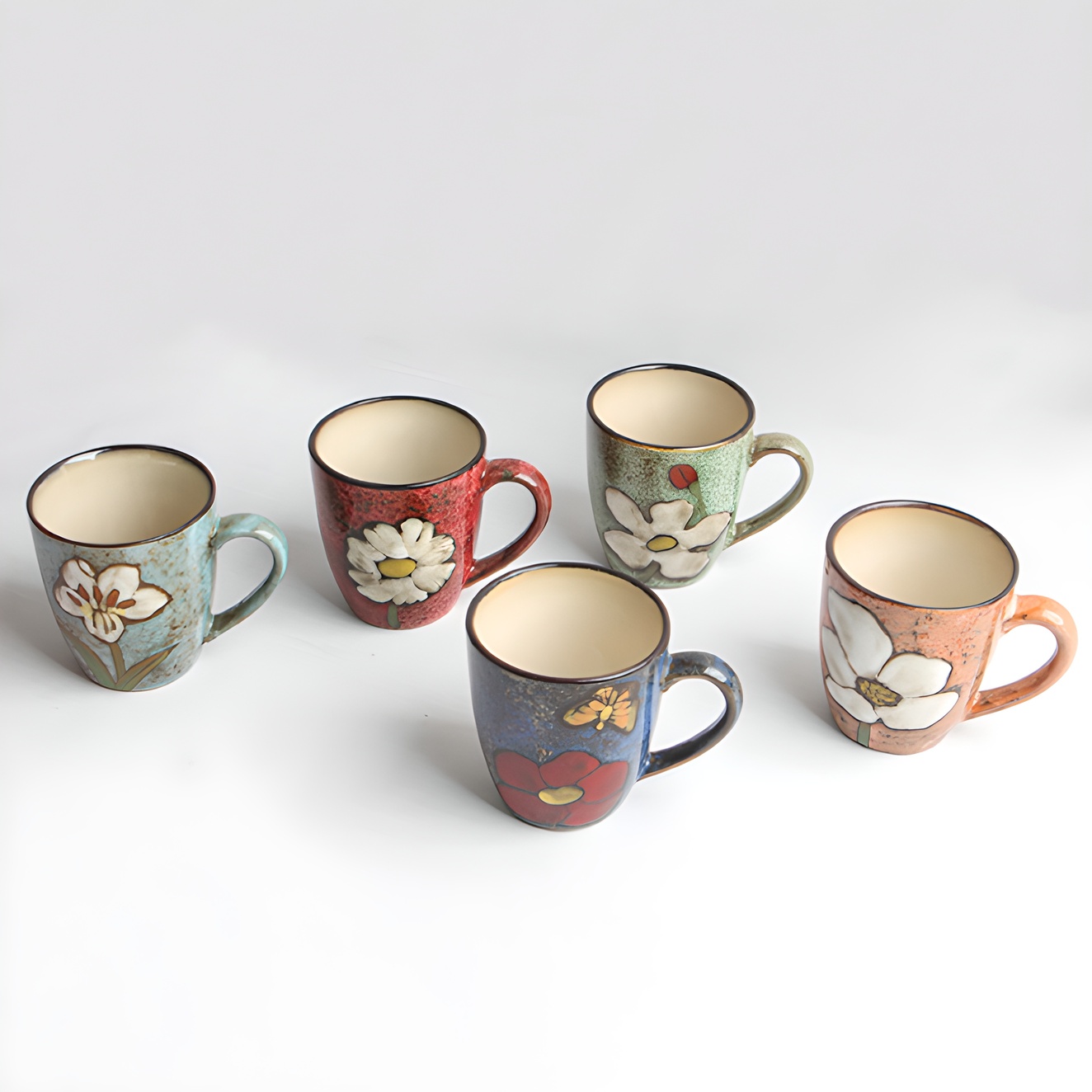 로얄에식스 핸드페인팅 소담 머그컵, 스카이블루 + 레드 + 그린 + 핑크 + 블루, 1세트 20,370원