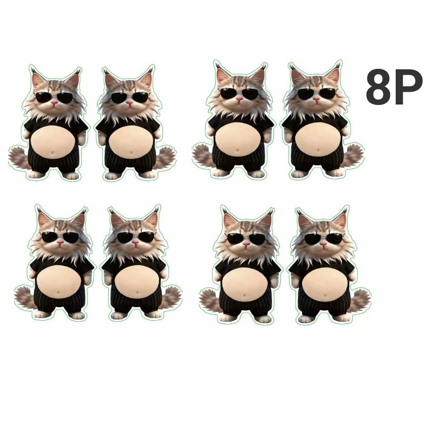 제이영스 문콕방지 말랑이 스티커 스트레스해소 차량용 스티커 4+4, 8개, 선글라스 고양이 12,000원
