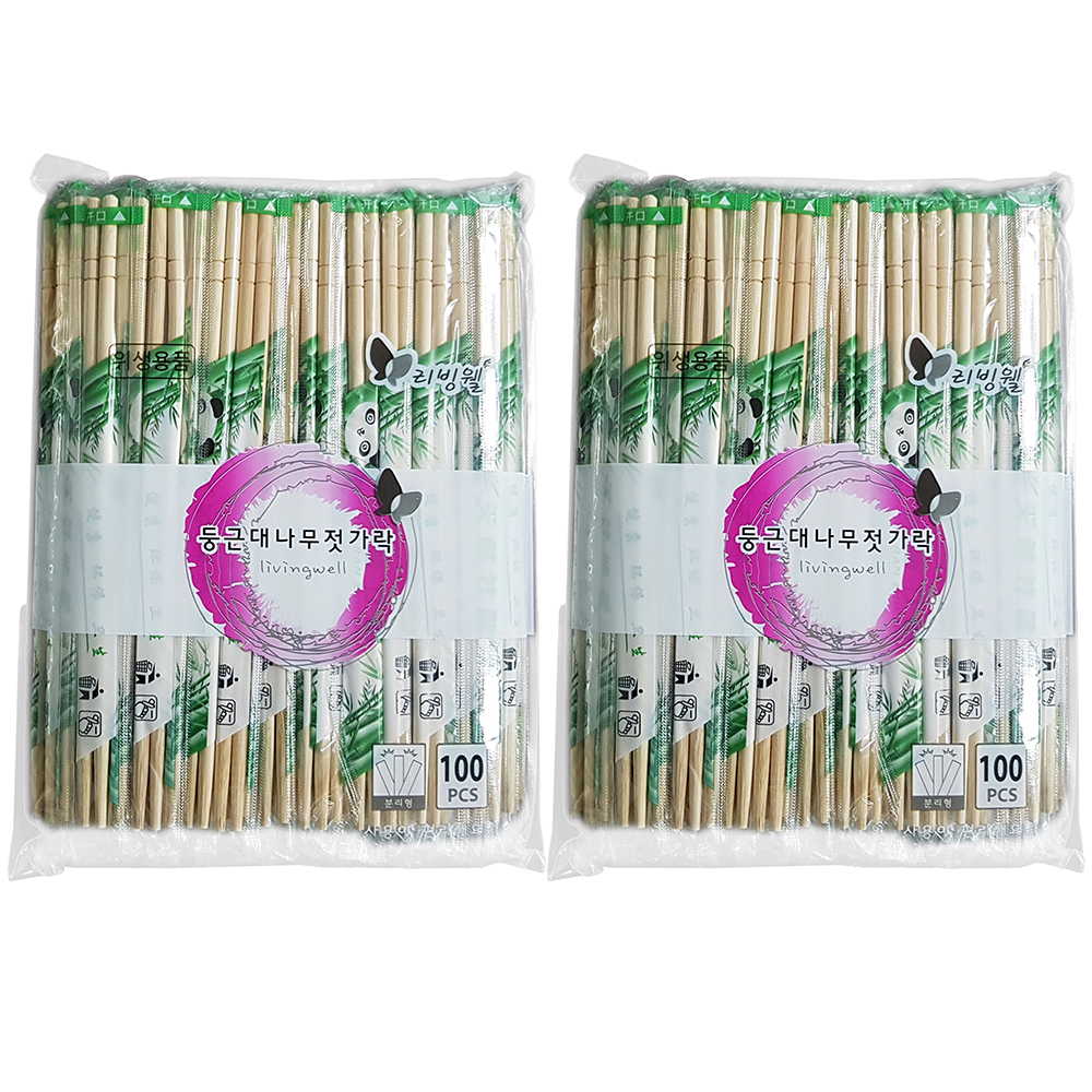 리빙웰 둥근 대나무 젓가락, 100개입, 2개 5,180원