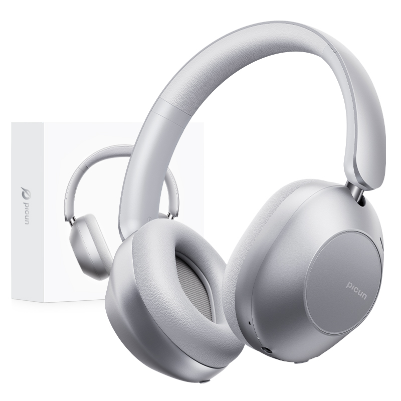 Picun F6 노이즈 캔슬링 헤드셋 블루투스 5.4 공간 오디오 Hi-res 무선헤드폰, 실버 68,990원