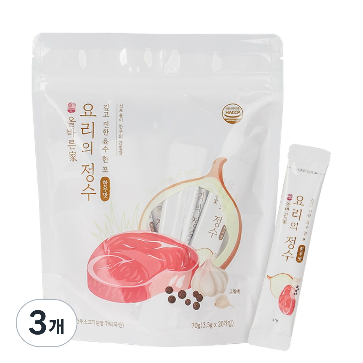 올바른가 요리의정수 스틱 분말육수 소고기 한우맛 20개입 1팩, 3개, 70g 34,400원