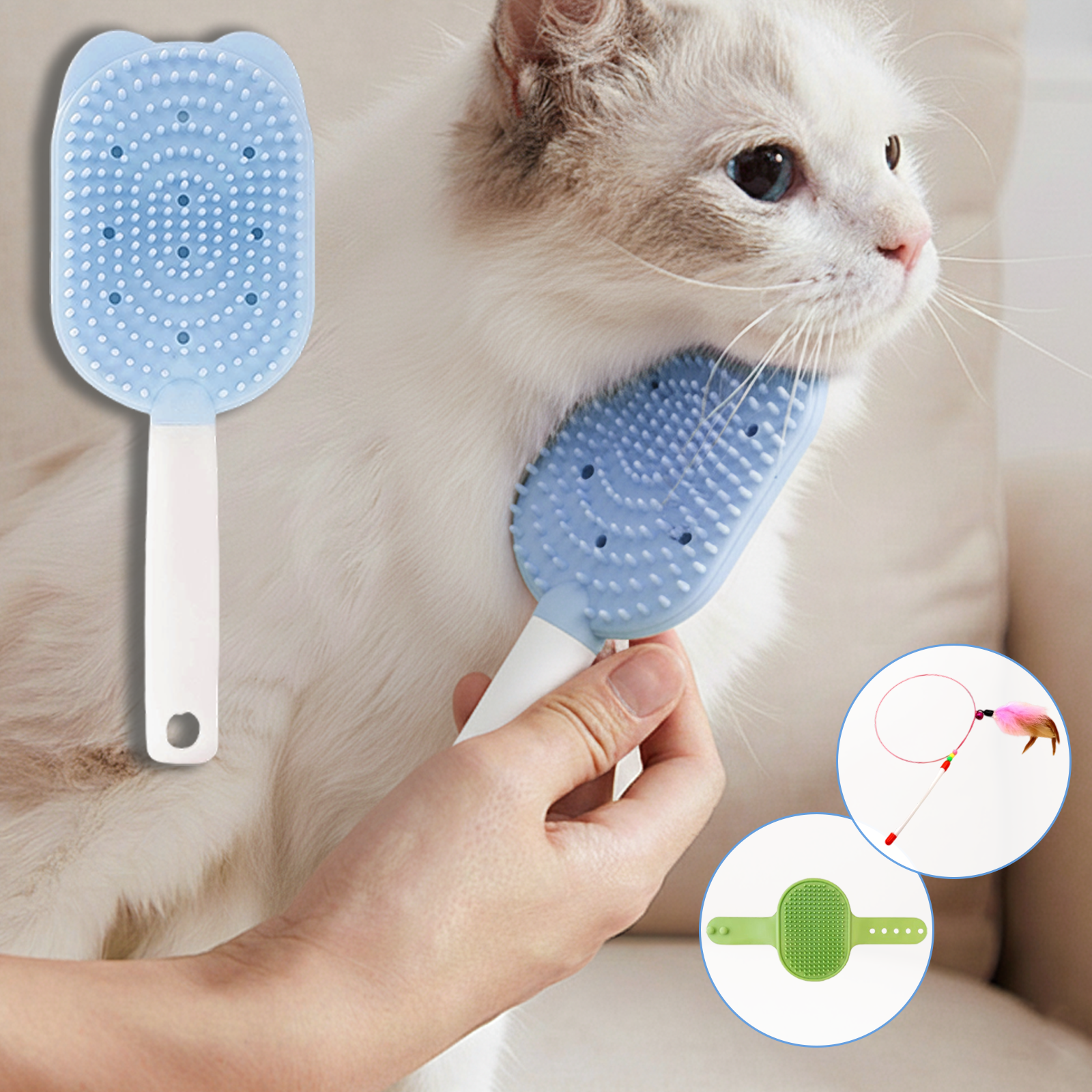 CozyLab 반려동물 저자극 슬러커 빗브러쉬 양면 소프트 브러쉬 실리콘 강아지 고양이 털갈이 7,900원