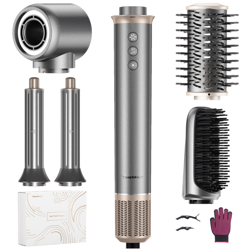 500만 음이온 5in1 멀티 스타일러 자동 컬링 고회전 열풍빗 드라이기 모발 건조 브러쉬 160000회전/분 1200W, 회색 김, ZYC892-A 119,350원