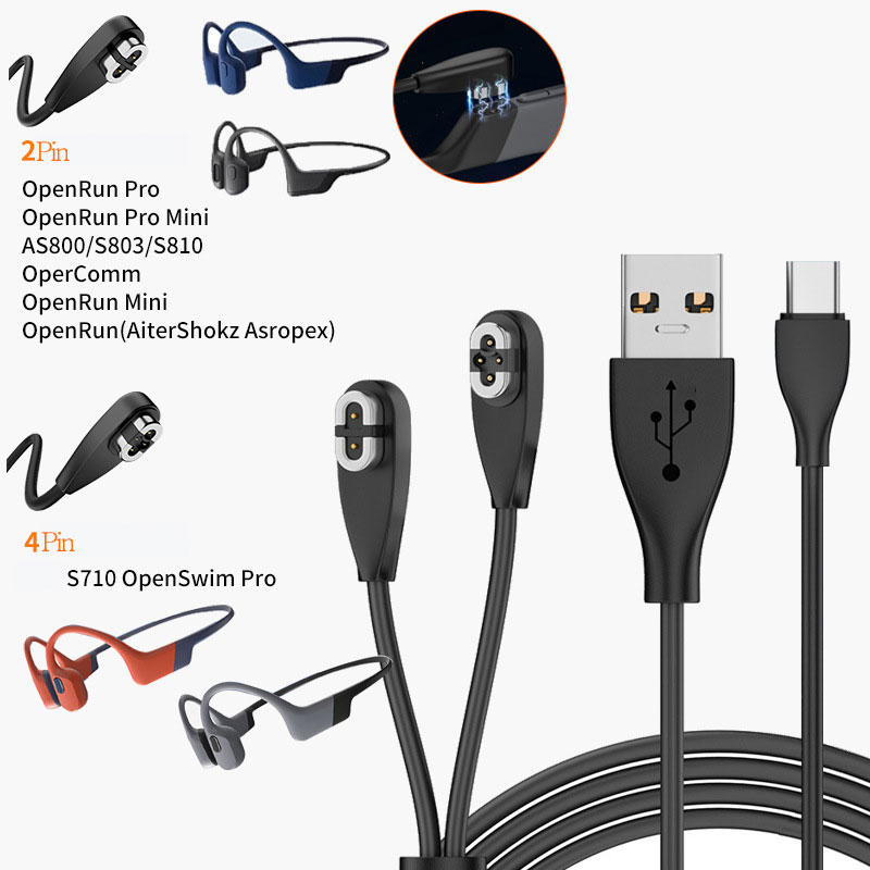 2in1 샥즈 SHOKZ 호환 오픈런 충전기 스윔 동시 충전 USB 케이블 호환 오픈스윔 마그네틱 애프터샥 S810 S803 S710 2핀 4핀 Mini AS800 1M 9,900원