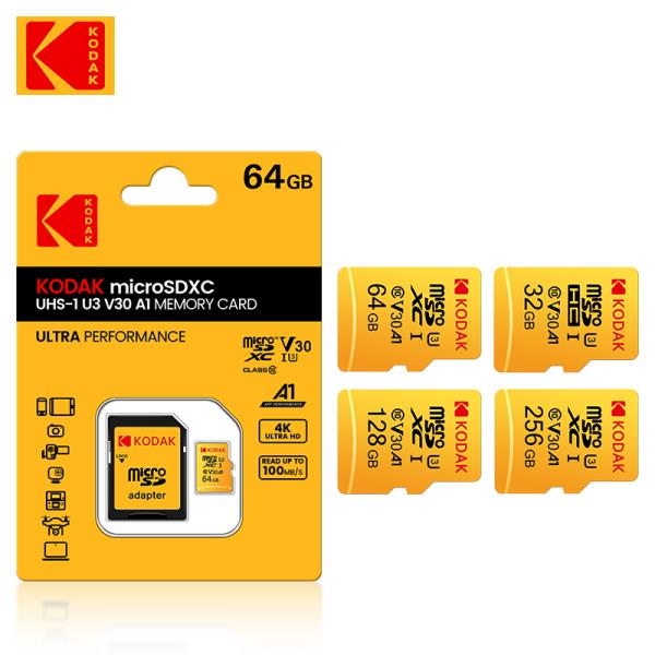 KODAK 마이크로 SD 카드 32GB 64GB 128GB 256GB A2 Class10 U3 microsd TF 카드 4K HD 게임 모니터링 전화 15,600원