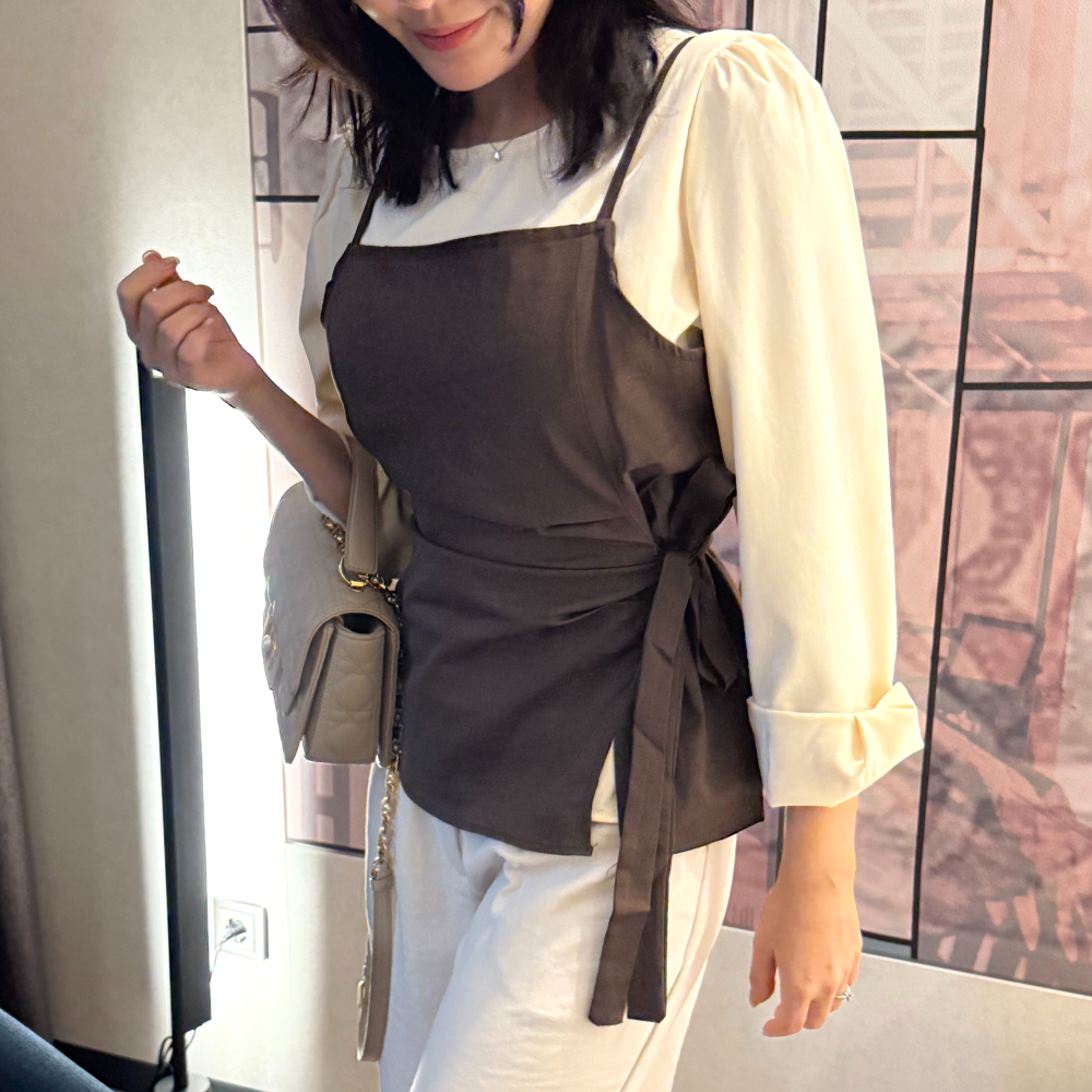 누보마켓 우아한 여성 뷔스티에 레이어드 블라우스 세트 하객룩 격식룩 투피스 상의 36,980원