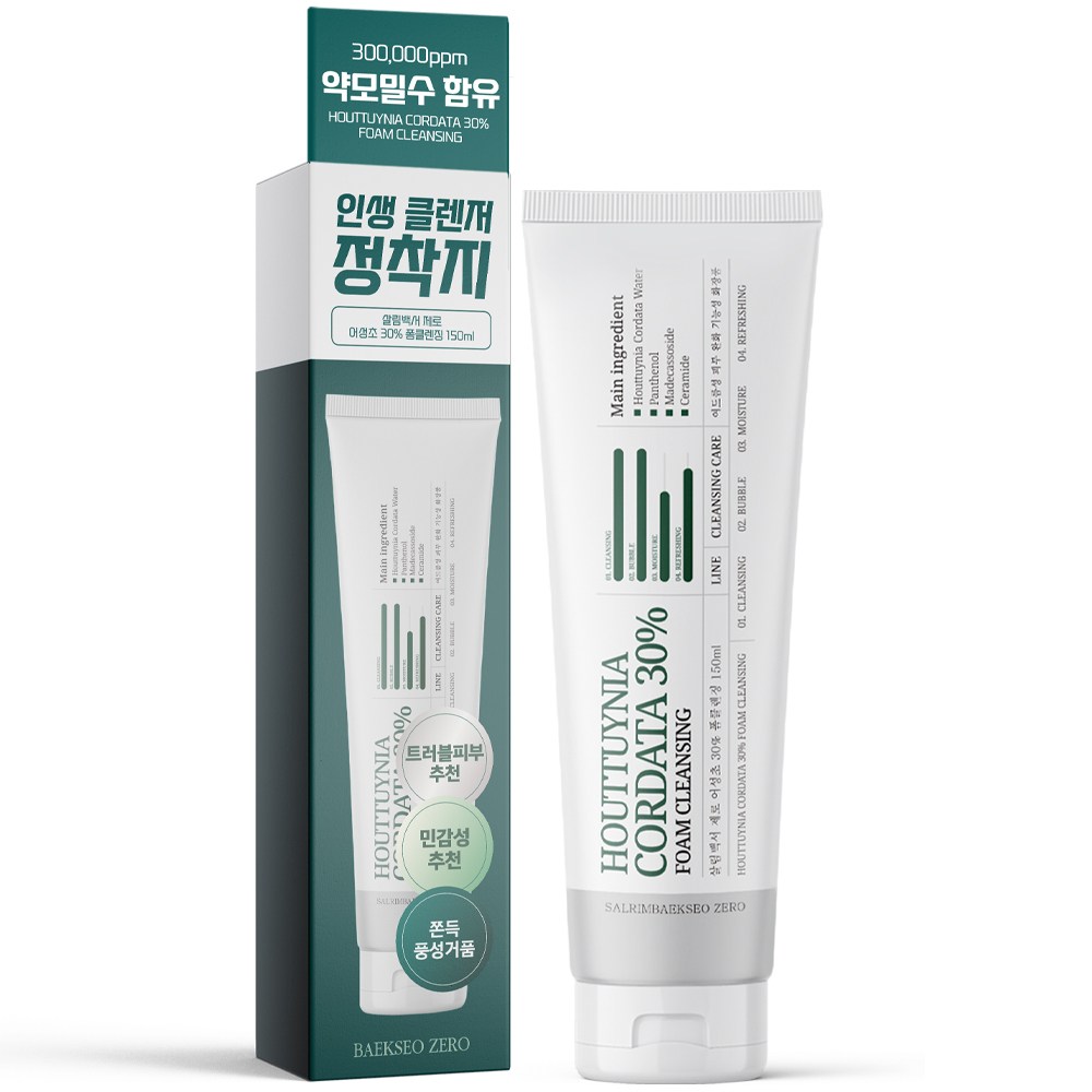 [여드름성 피부 완화] 살림백서 제로 어성초 30% 폼클렌징 150ml 저자극 약알칼리 클렌징폼 여성폼클렌징1위, 1개, 150ml 14,710원