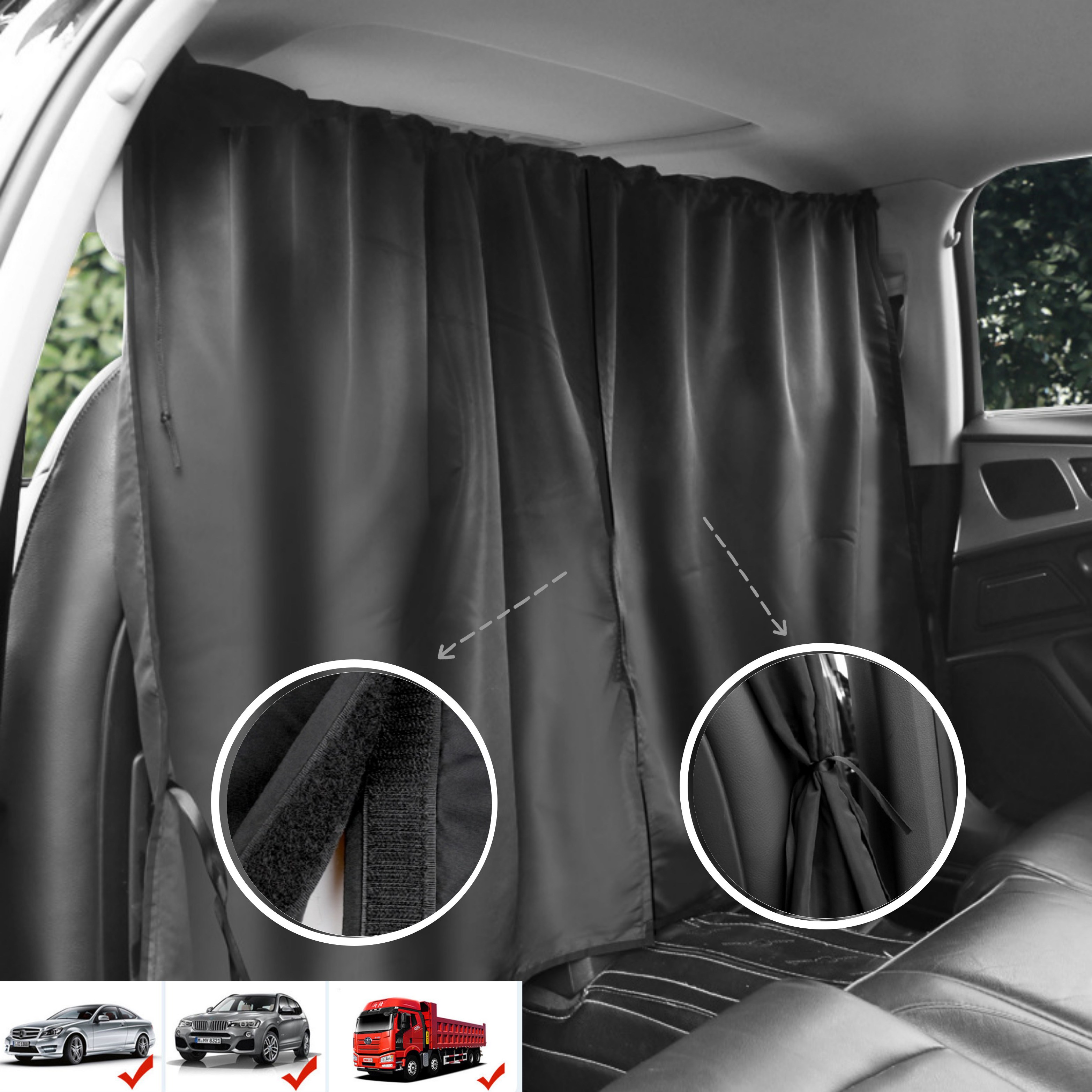 집공감 차박 커튼 자동차 커텐 차량용 암막커튼 차양막 1열 2열 가림막, 블랙, 1세트 13,000원