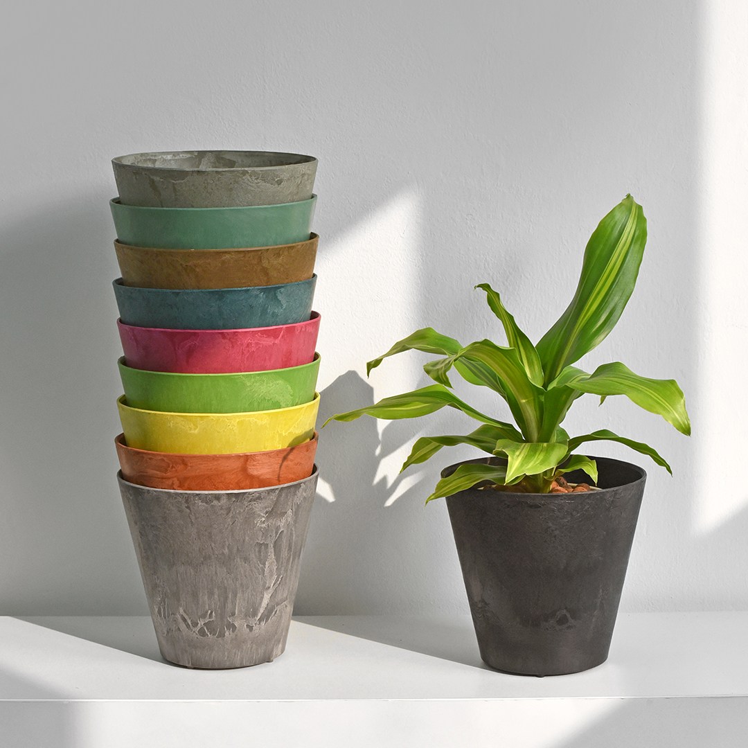 아트스톤 라운드클레어 플라스틱 화분, 그레이 6,800원