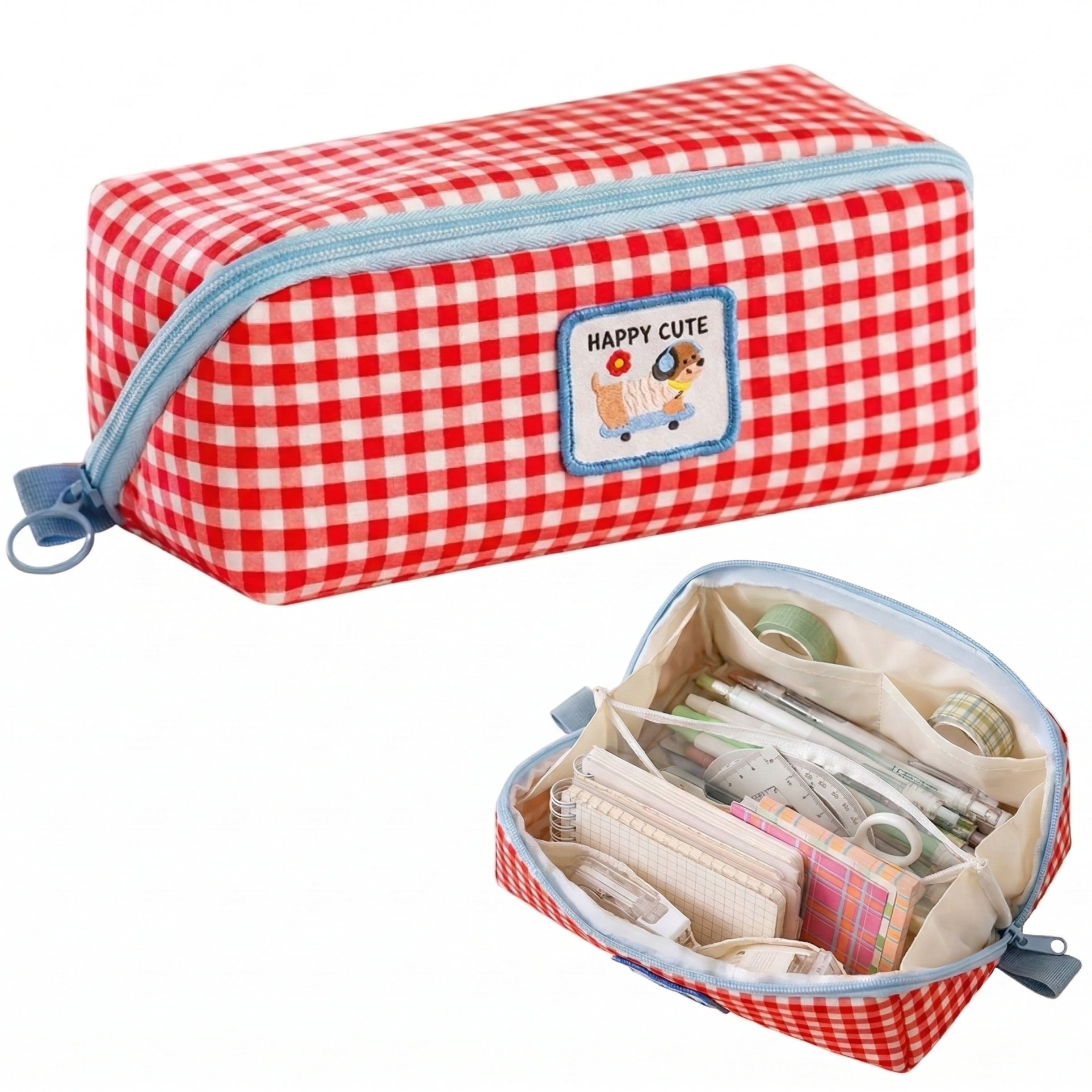 모에파 오픈형 대용량 필통 올인원 수납 패브릭 펜파우치, 1개, 레드 5,900원