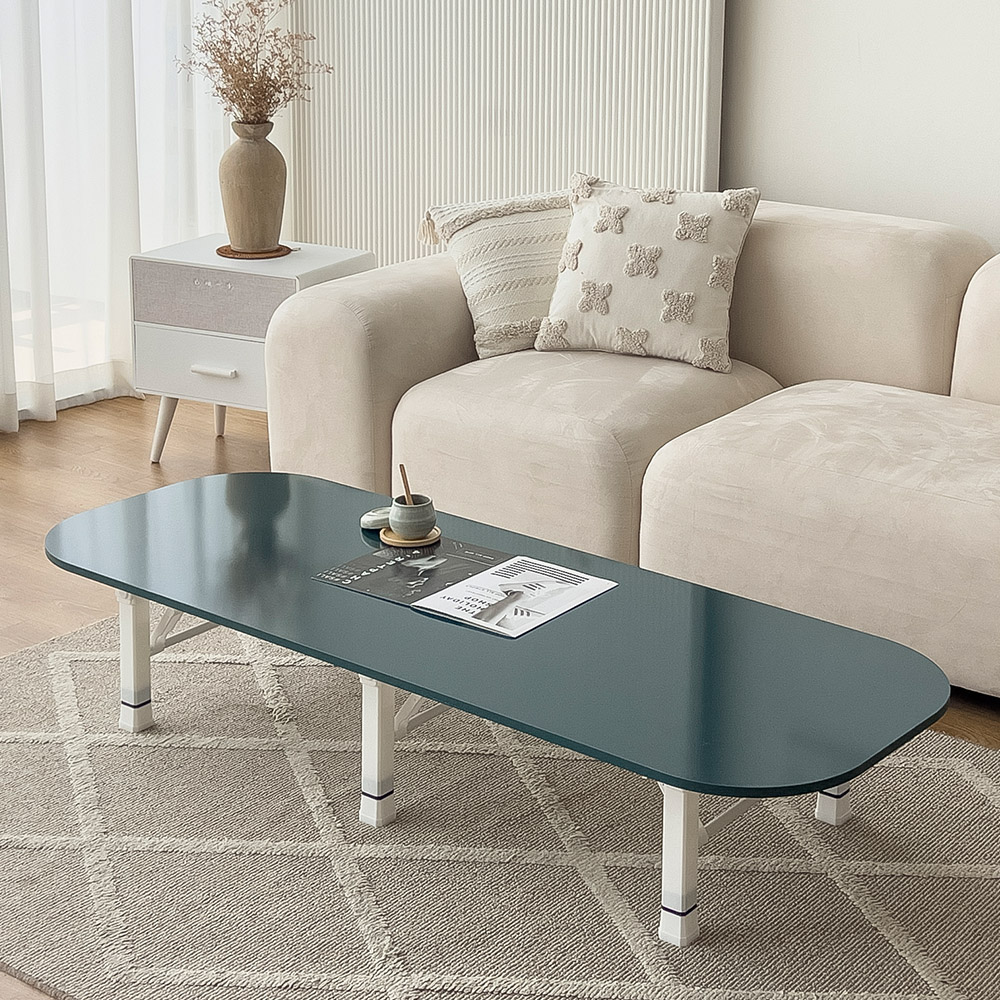 스토리퍼니쳐 국내생산 E0 LPM 4단높이조절 쌍발 오버라운드 쇼파 테이블, 유광 청록 79,900원