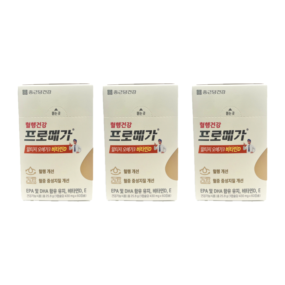 종근당건강 혈행건강 프로메가 알티지 오메가3 듀얼 비타민D, 60정, 3박스 26,690원