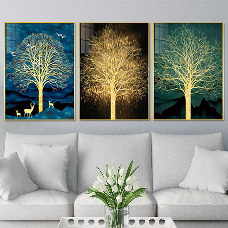 아트블루 부자되는 그림 황금 돈나무 금나무 금전수 추상화 액자, 2번 황금나무 [블랙]+3번 황금나무 [그린]_2개세트 135,800원