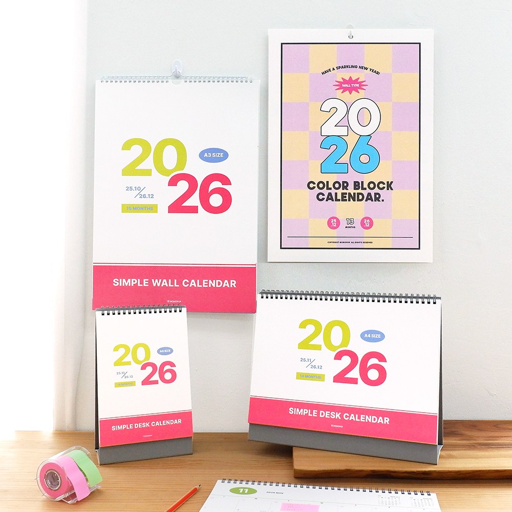 모모팝 2026년 탁상 벽걸이 달력 2026 데스크 월 캘린더 2개 세트 18,190원