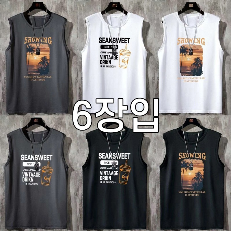 디테일 기본 남성 여름 민소매 나시 티셔츠 스타일 캐주얼 라운드넥 빅사이즈 여름철 통기성 스포츠 일상 편안한 루즈핏 33,900원