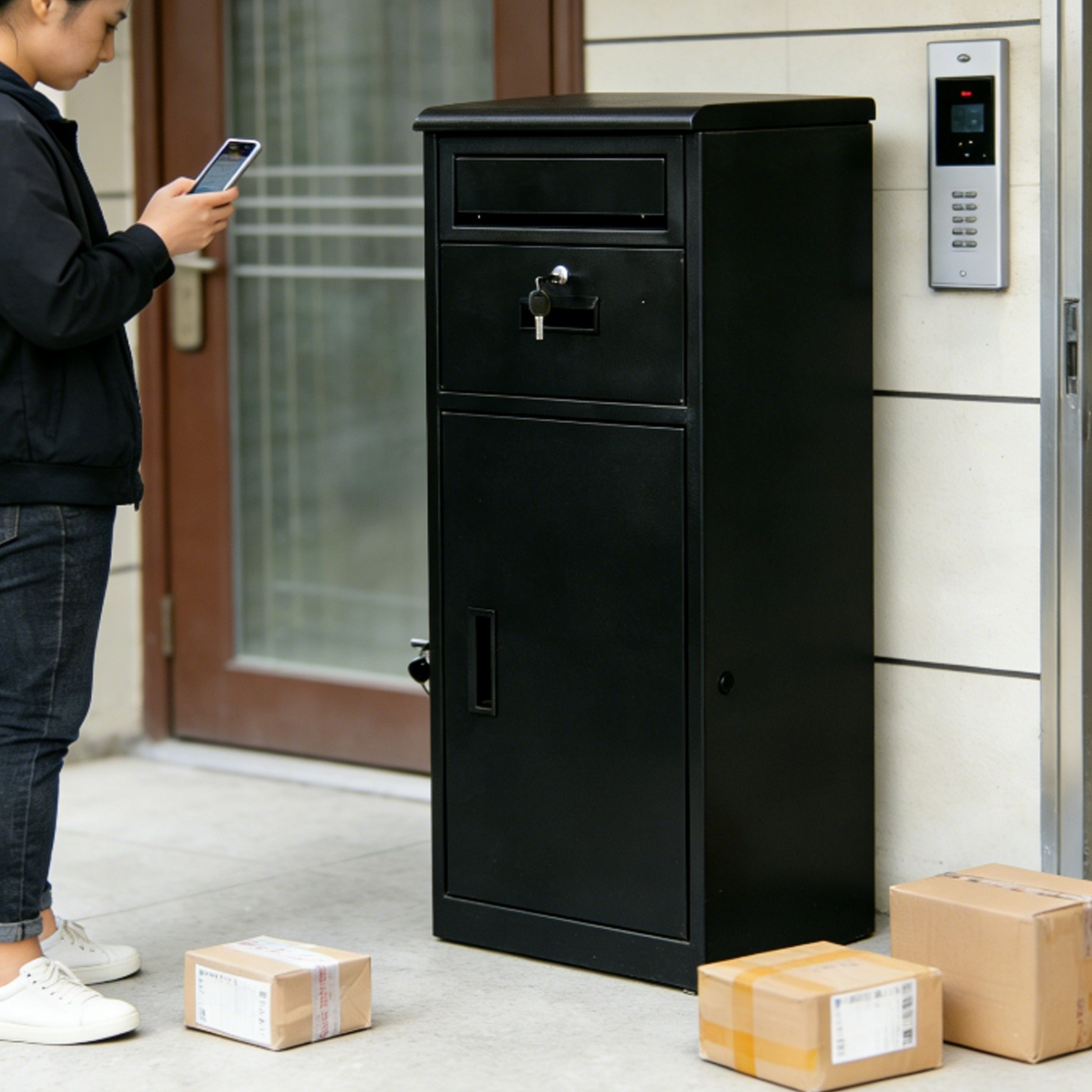 택배함 단독주택 택배보관 택배보관함 무인택배함 택배보관박스가정용 900MM*400MM*420MM, 1단, 검은색 269,000원
