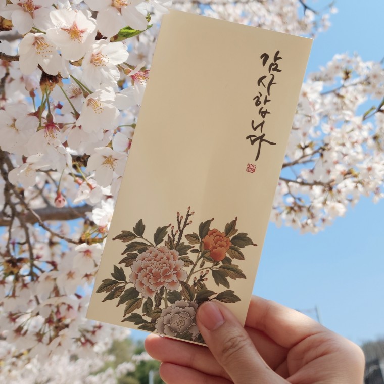 그림 캘리그라피 현금 [모란도 고급 용돈 돈 작가 감사 결혼식 답례금 예쁜 봉투 답례봉투] 민화 3,500원