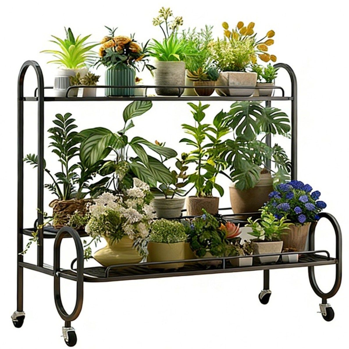 이동식 철제 화분 정리대 인테리어 다용도 수납 선반 화분진열대, 블랙-100cm, 3단 95,900원