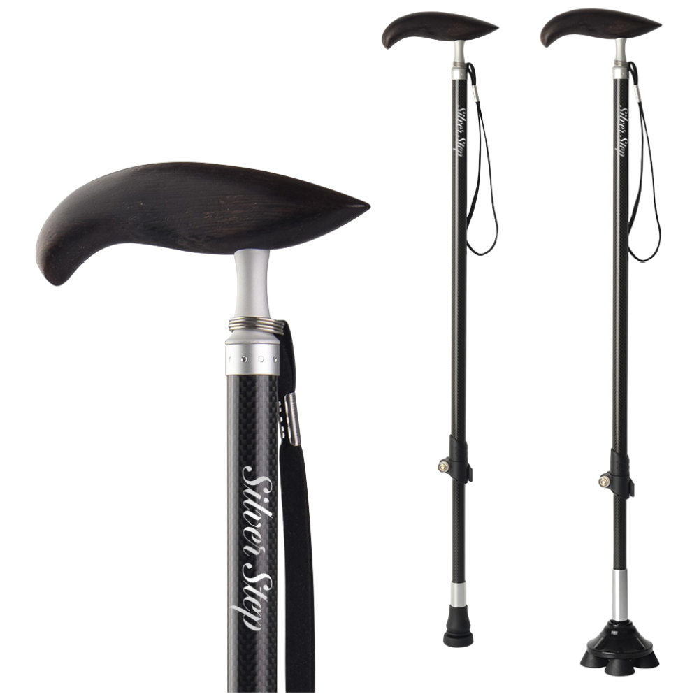 실버스텝 카본 지팡이 워킹스틱 CB101 1발+4발 할아버지 할머니 노인 어르신용, 현재가 64,320원