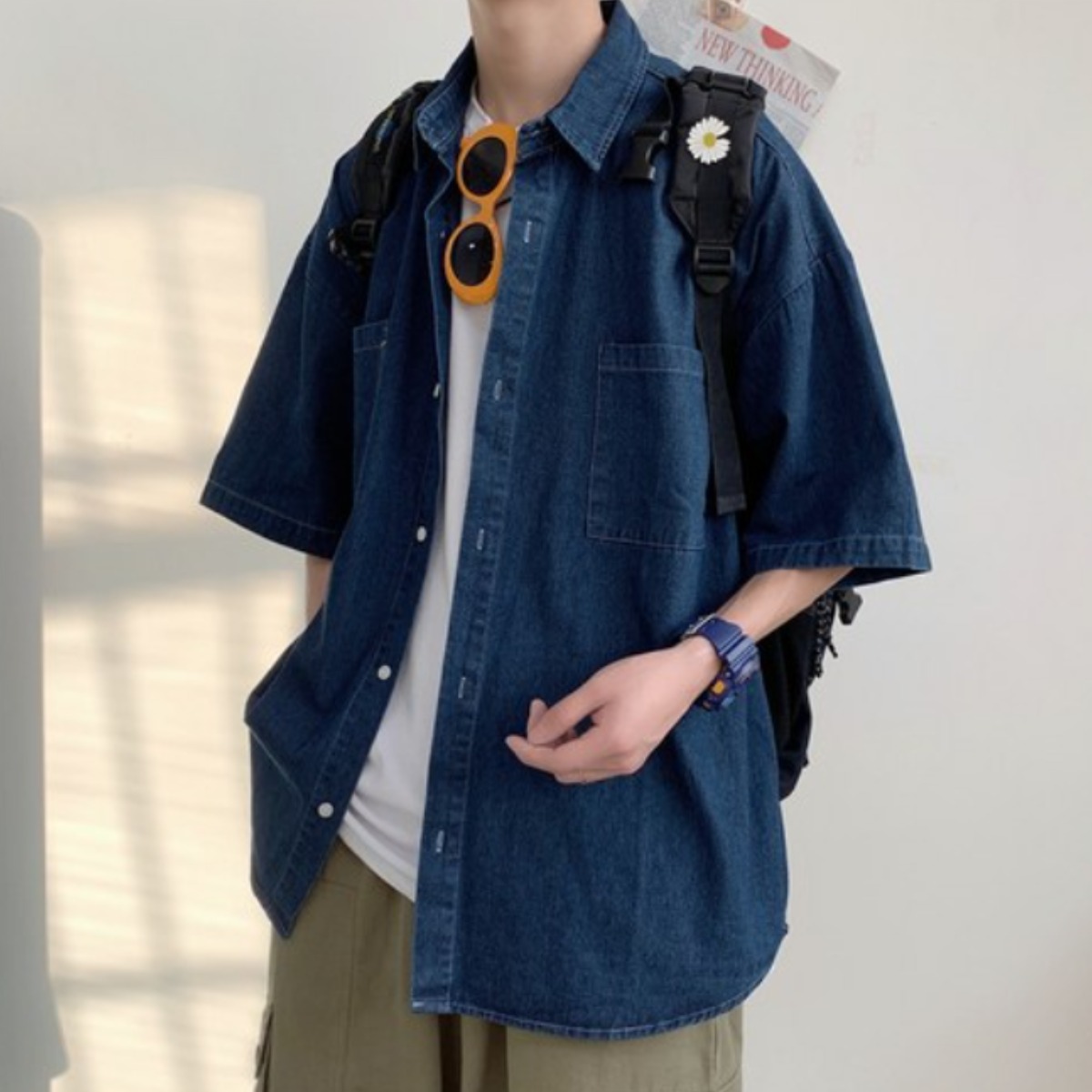 킹덤컴퍼니 남성 데님 반팔 셔츠 청남방, 현재가 19,900원