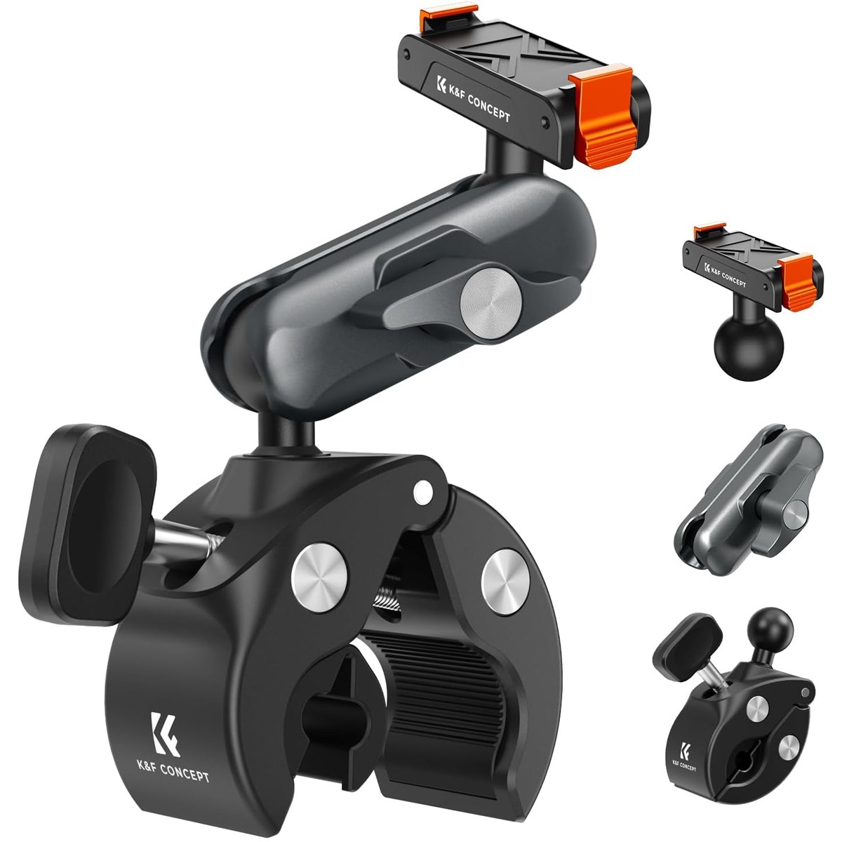 K&F 퀵 릴리즈 카메라 클램프 마운트 자전거 오토바이 핸들바 거치대 알루미늄 합금 360도 볼헤드 DJI 액션 3 4 5 프로 오즈모 360 호환 수직 항공샷 집게형 홀더, 1개, KF31.204S1 55,000원