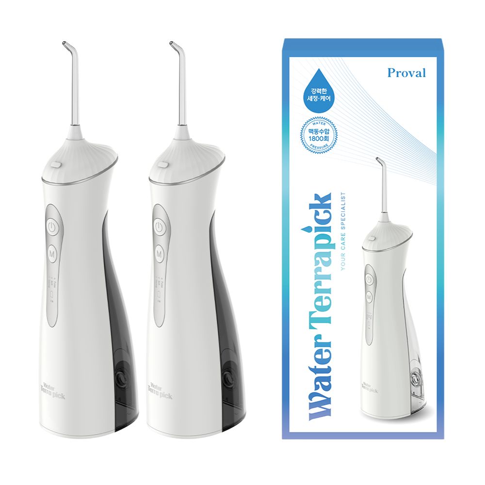 [치과추천판매] 워터테라픽 오리지널 휴대용 구강세정기 물치실 치아 치간 세척기 워터칫솔 2개, 화이트, 워터테라픽 오리지널 127,500원