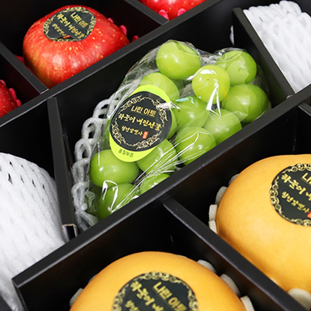 VIP 백화점용 사과배샤인 혼합과일 선물세트 (사과3과 배3과 샤인머스켓1송이) 로얄사이즈 제수용 선물용 명절선물세트 62,700원