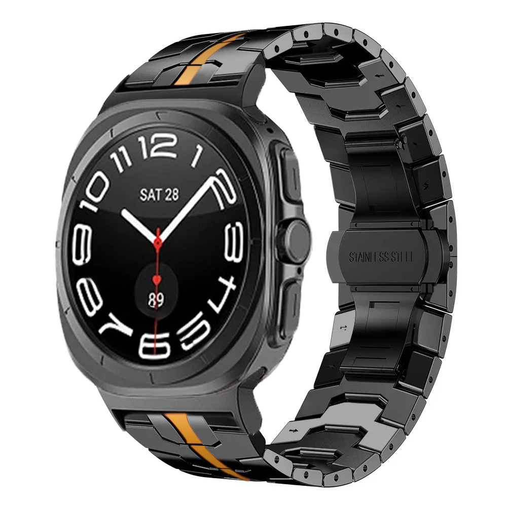 삼성 갤럭시워치 7/8 울트라 2025 호환 스테인리스 메탈 스트랩 47mm, 블랙/오렌지, 1개 23,630원